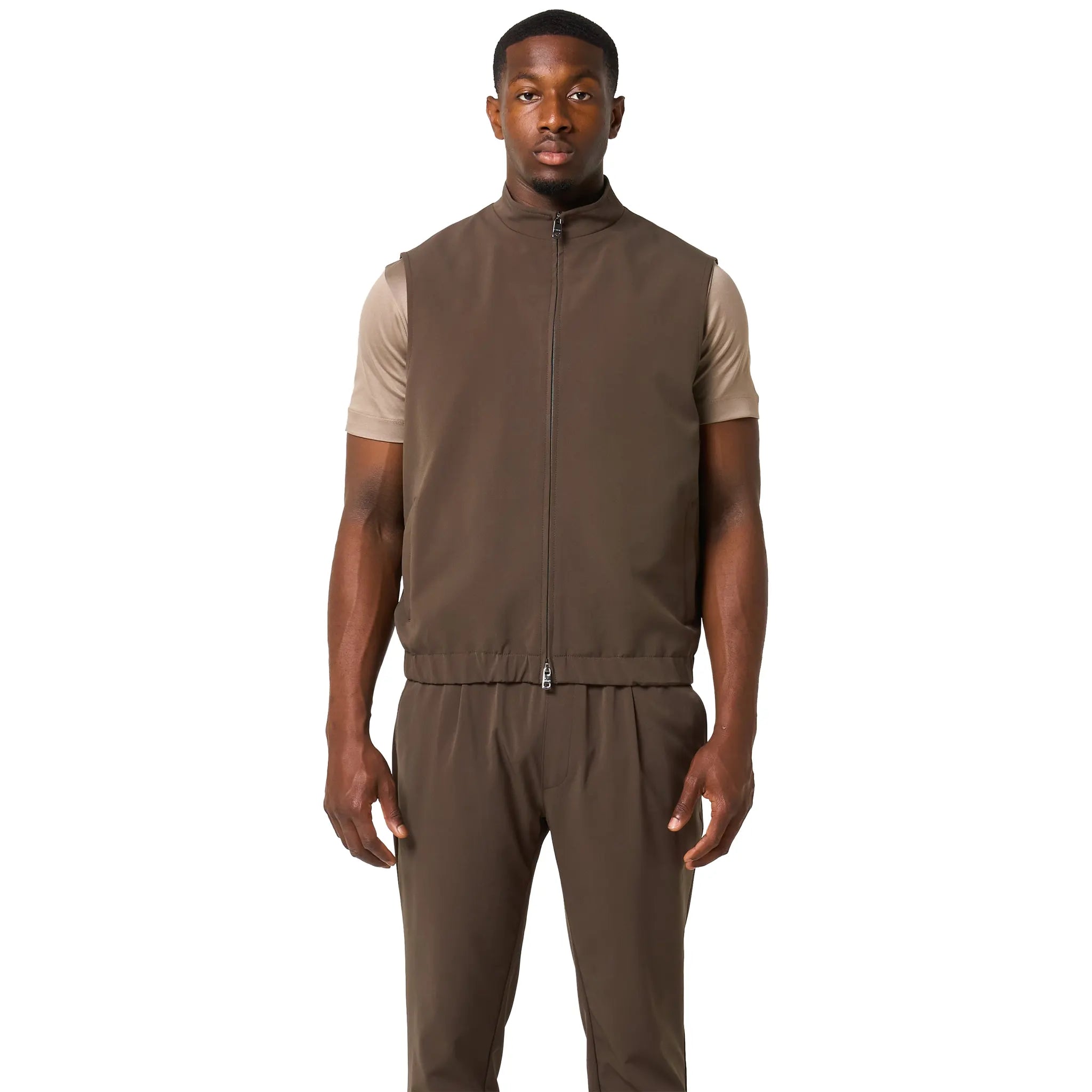 Front View of Loiano Tech Khaki Gilet